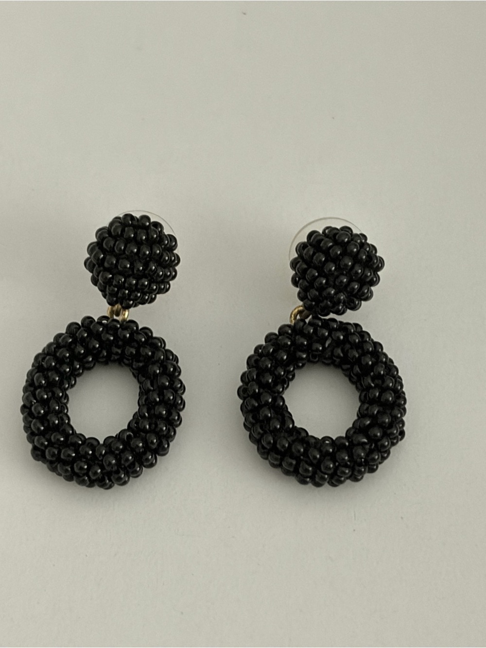 J. Crew Black Beaded Hoop Drop Earrings